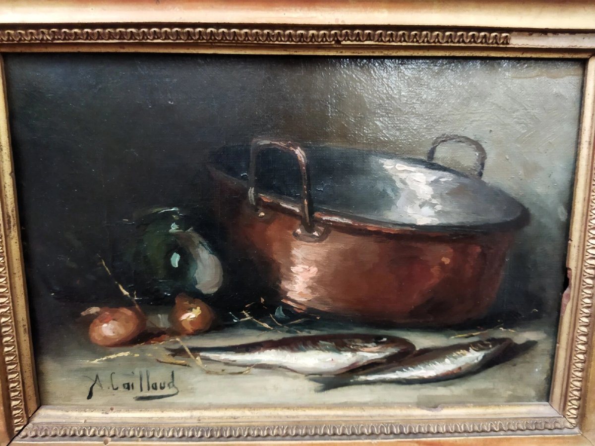 COPPIA QUADRI NATURA MORTA / OLIO SU TELA ALFRED BENOIT CAILLAUD (1855-1940)-photo-4