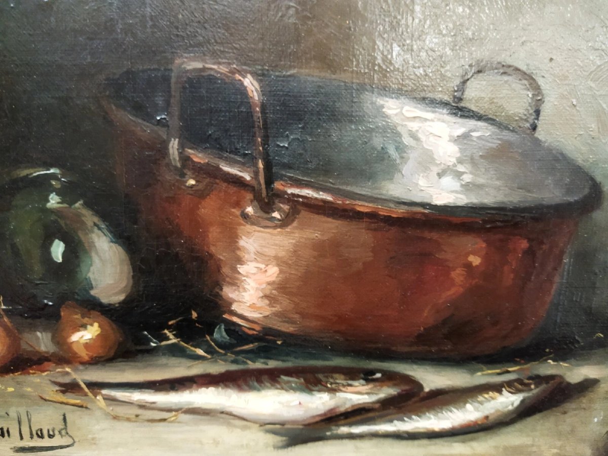 COPPIA QUADRI NATURA MORTA / OLIO SU TELA ALFRED BENOIT CAILLAUD (1855-1940)-photo-4