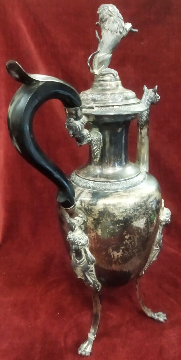 CAFFETTIERA IN ARGENTO CON LEONE NAPOLI primi '800-photo-4