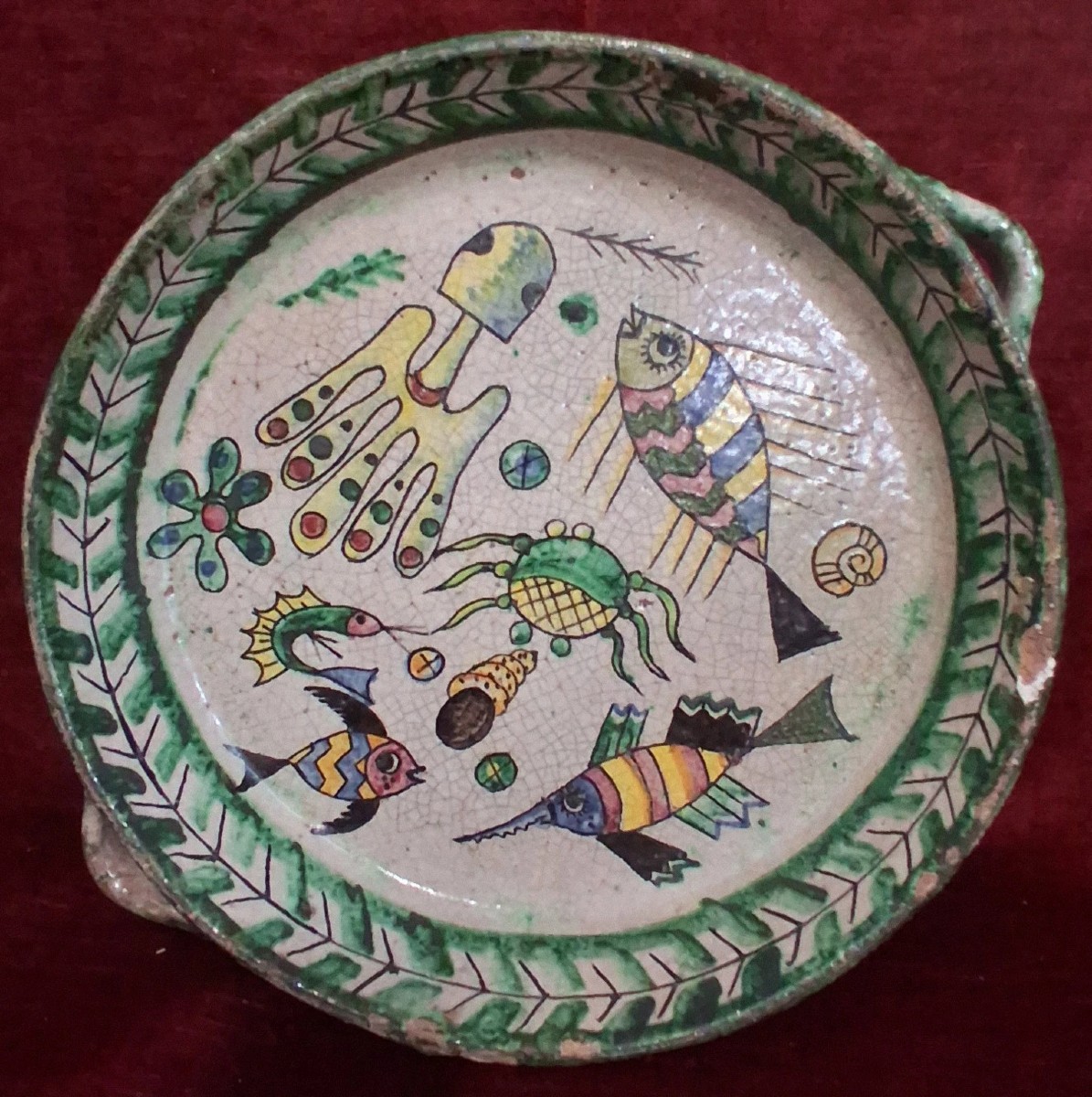 CENTROTAVOLA IN MAIOLICA DIPINTA - VIETRI - primi '900