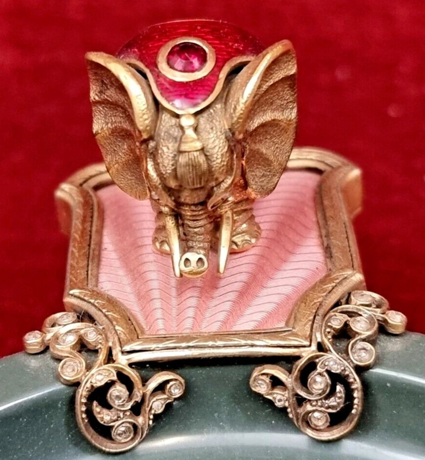 ELEFANTE SMALTATO E  DIASPRO - AUGUST HOLMSTROM - ARGENTO 88 - FABERGE - RUSSIA - anni '60-photo-1