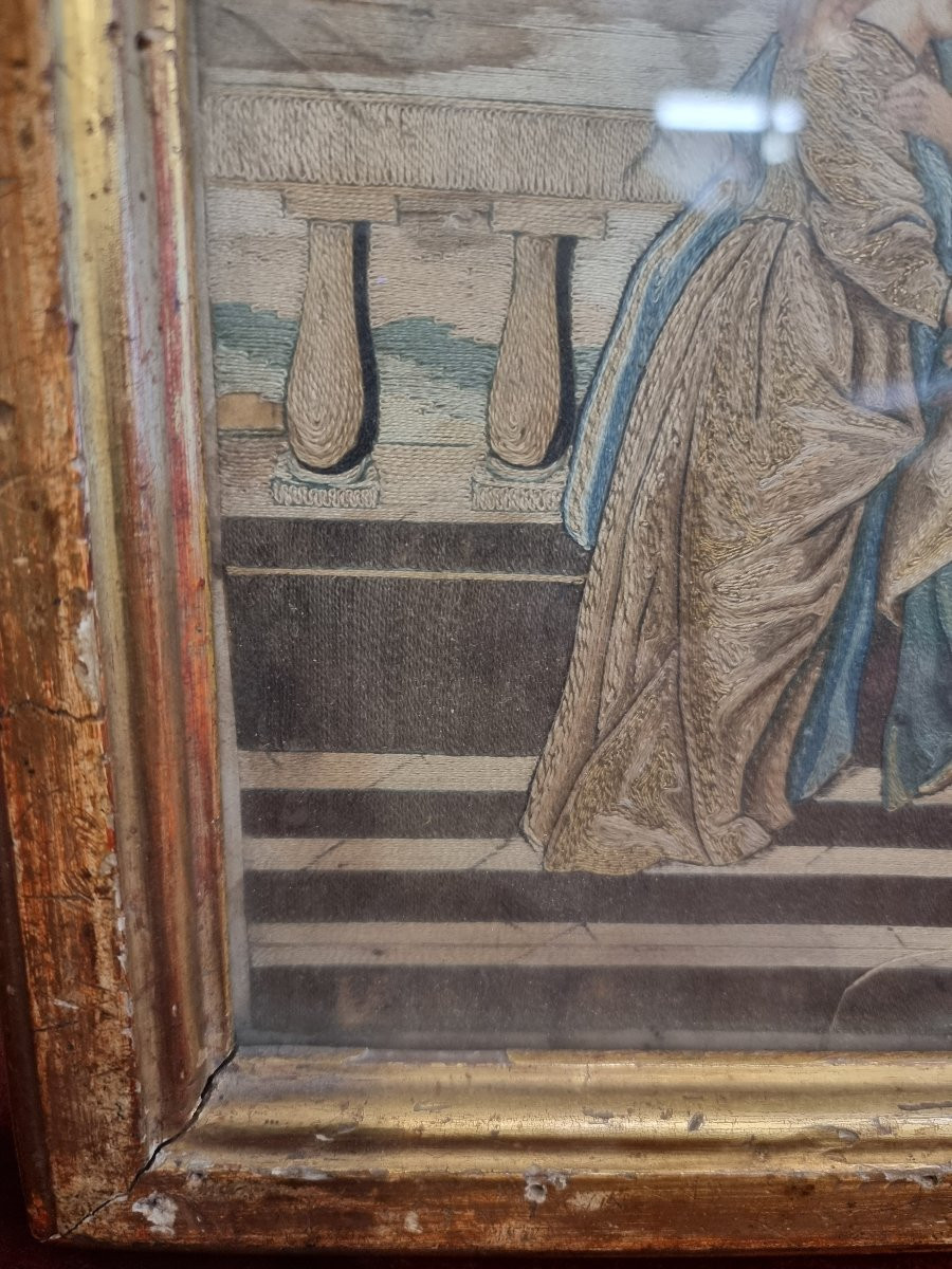 QUADRO - RICAMO A FILO - SECONDA META DEL XVIII SECOLO - MANIFATTURA SUD ITALIA-photo-2