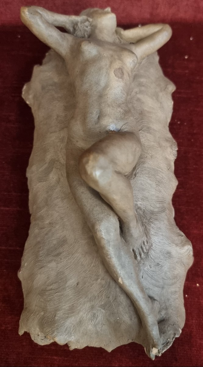 SCULTURA DONNA  NUDA SDRAIATA IN TERRACOTTA  - EMILIO BENLLIURE Y MORALES (1866-1930)-photo-1