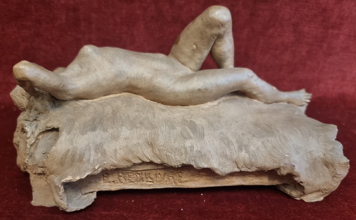 SCULTURA DONNA  NUDA SDRAIATA IN TERRACOTTA  - EMILIO BENLLIURE Y MORALES (1866-1930)