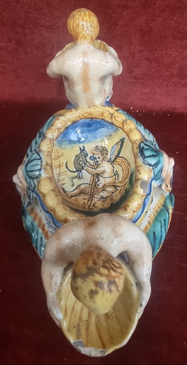 SALIERA IN MAIOLICA  - URBINO - FINE XVII SECOLO-photo-2
