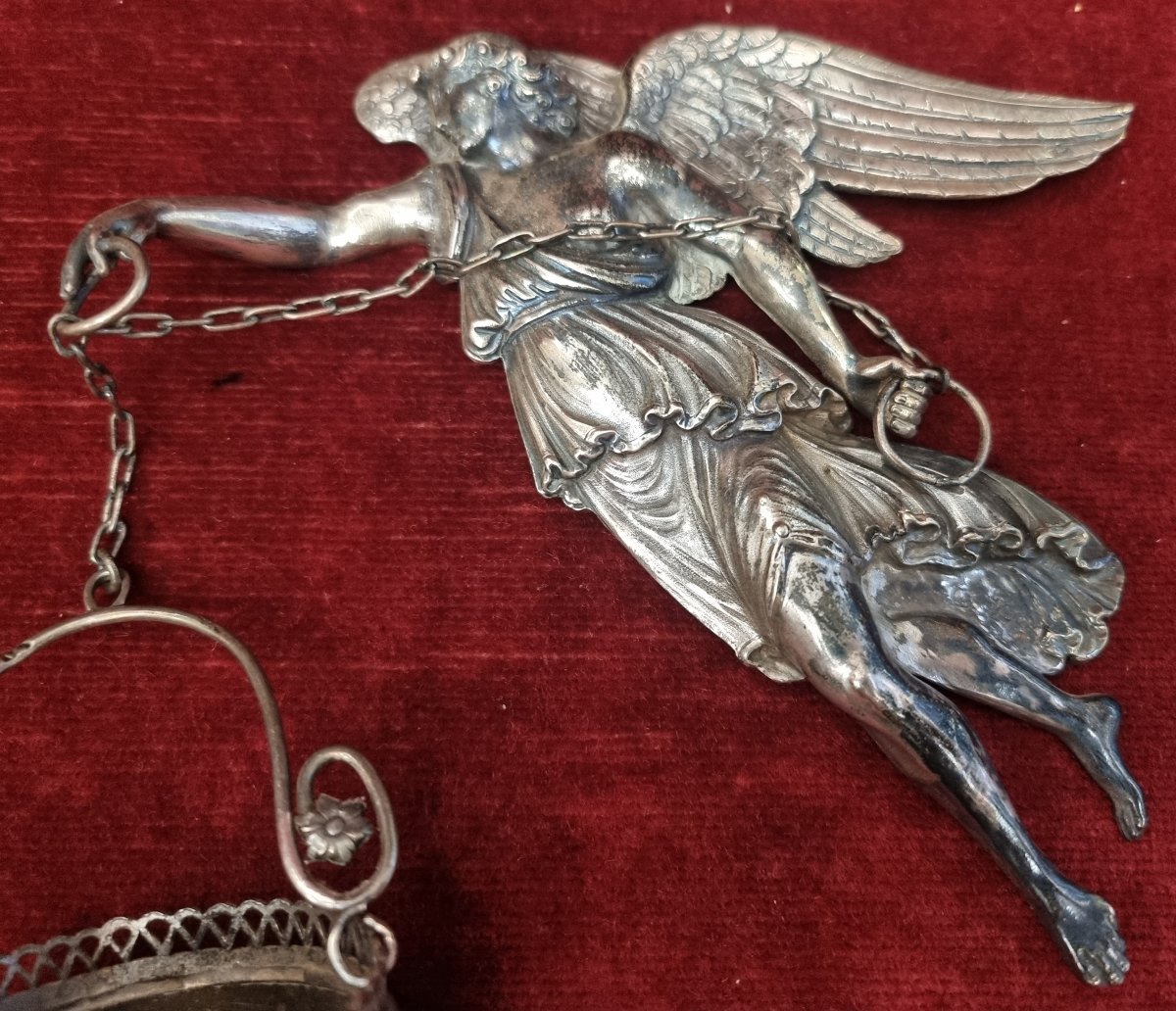 COPPIA ACQUASANTIERE IN ARGENTO -  ITALIA  - PRIMA META DELL'800-photo-2