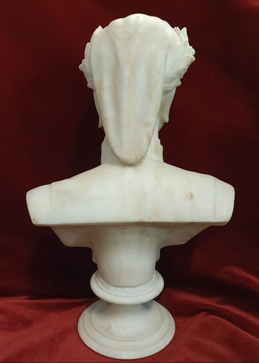 SCULTURA IN ALABASTRO raffigurante DANTE ALIGHIERI - manifattura italiana XIX secolo-photo-2