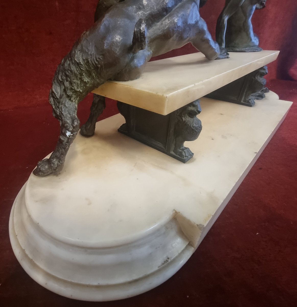 Scultura in bronzo e marmo statuario - Ninfa e Fauno  - Adolfo Apolloni (1855-1923) -photo-4