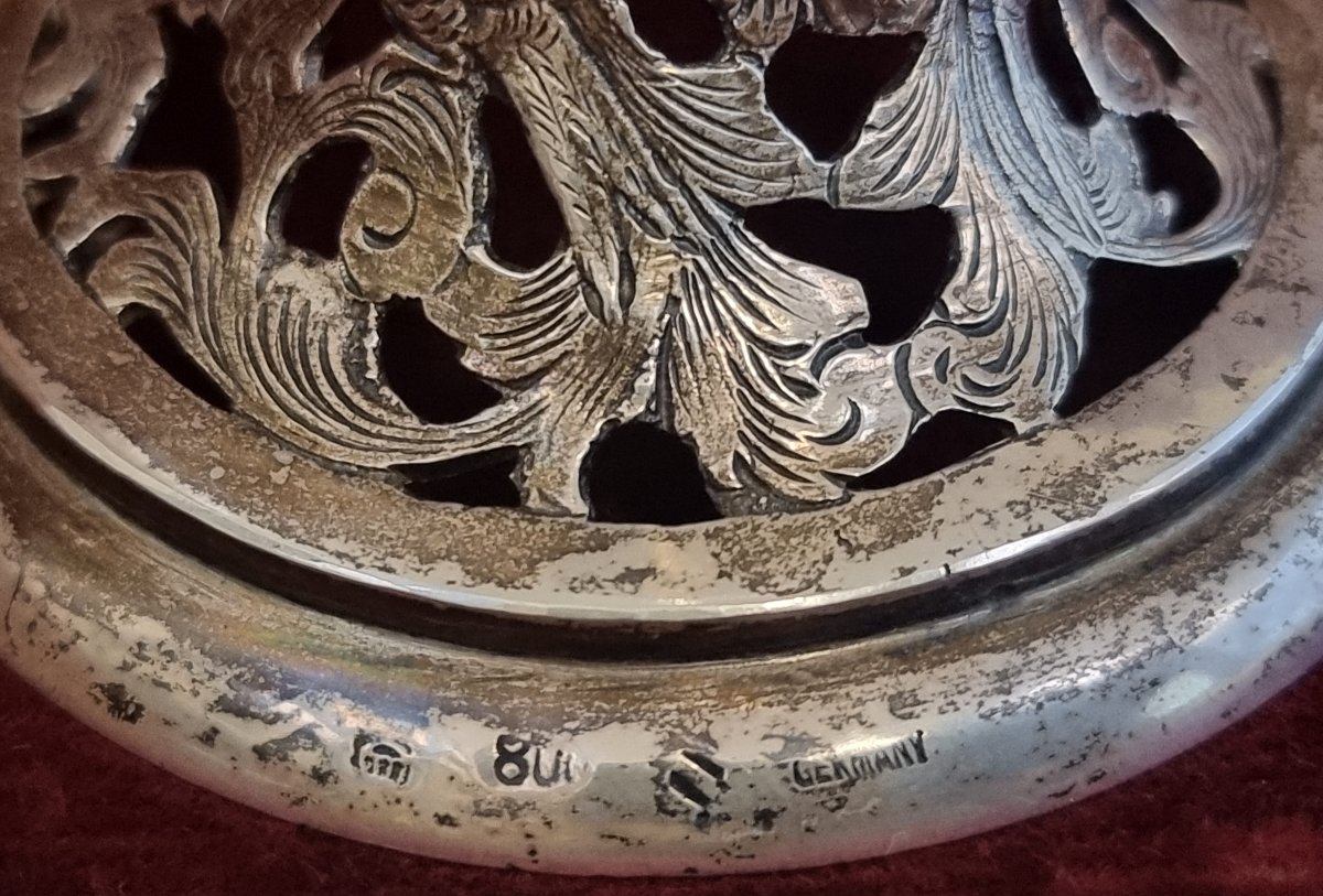 VASO IN ARGENTO E VETRO INCISO - GERMANIA - INIZIO XX SECOLO-photo-4