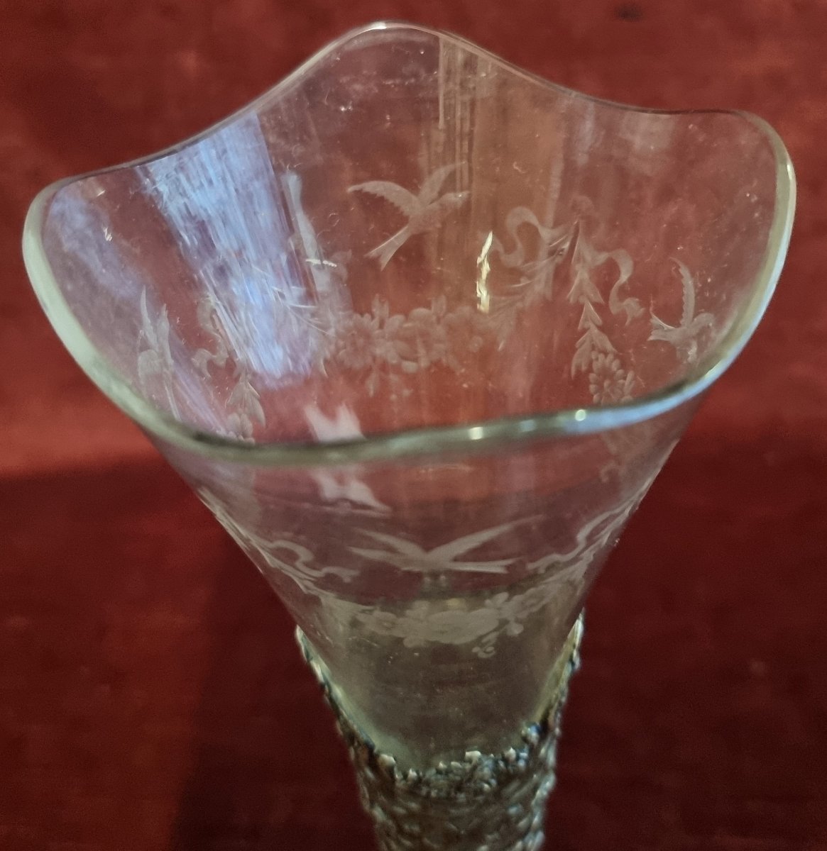 VASO IN ARGENTO E VETRO INCISO - GERMANIA - INIZIO XX SECOLO-photo-1