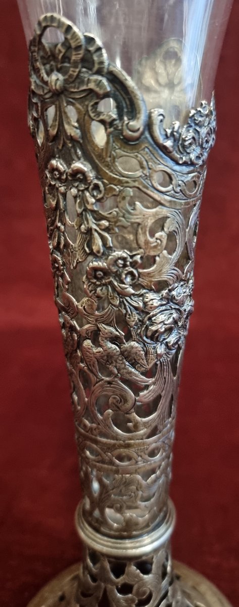 VASO IN ARGENTO E VETRO INCISO - GERMANIA - INIZIO XX SECOLO-photo-4
