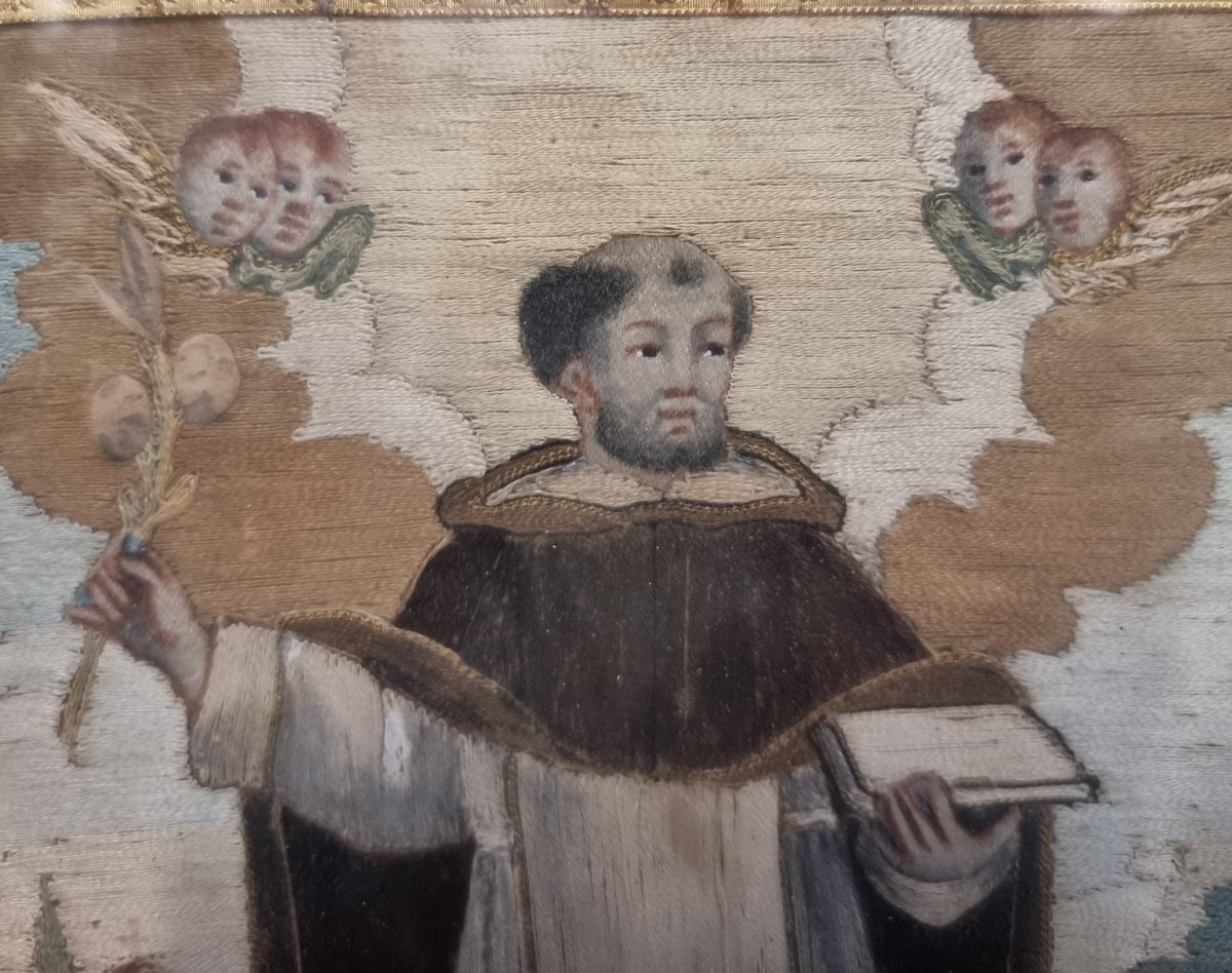 QUADRO - RICAMO A FILO - SAN DOMENICO  - SECONDA META DEL XVIII SECOLO - MANIFATTURA SUD ITALIA-photo-3