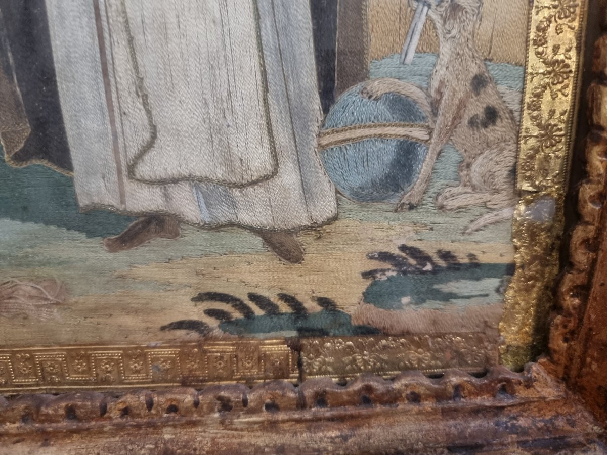QUADRO - RICAMO A FILO - SAN DOMENICO  - SECONDA META DEL XVIII SECOLO - MANIFATTURA SUD ITALIA-photo-1