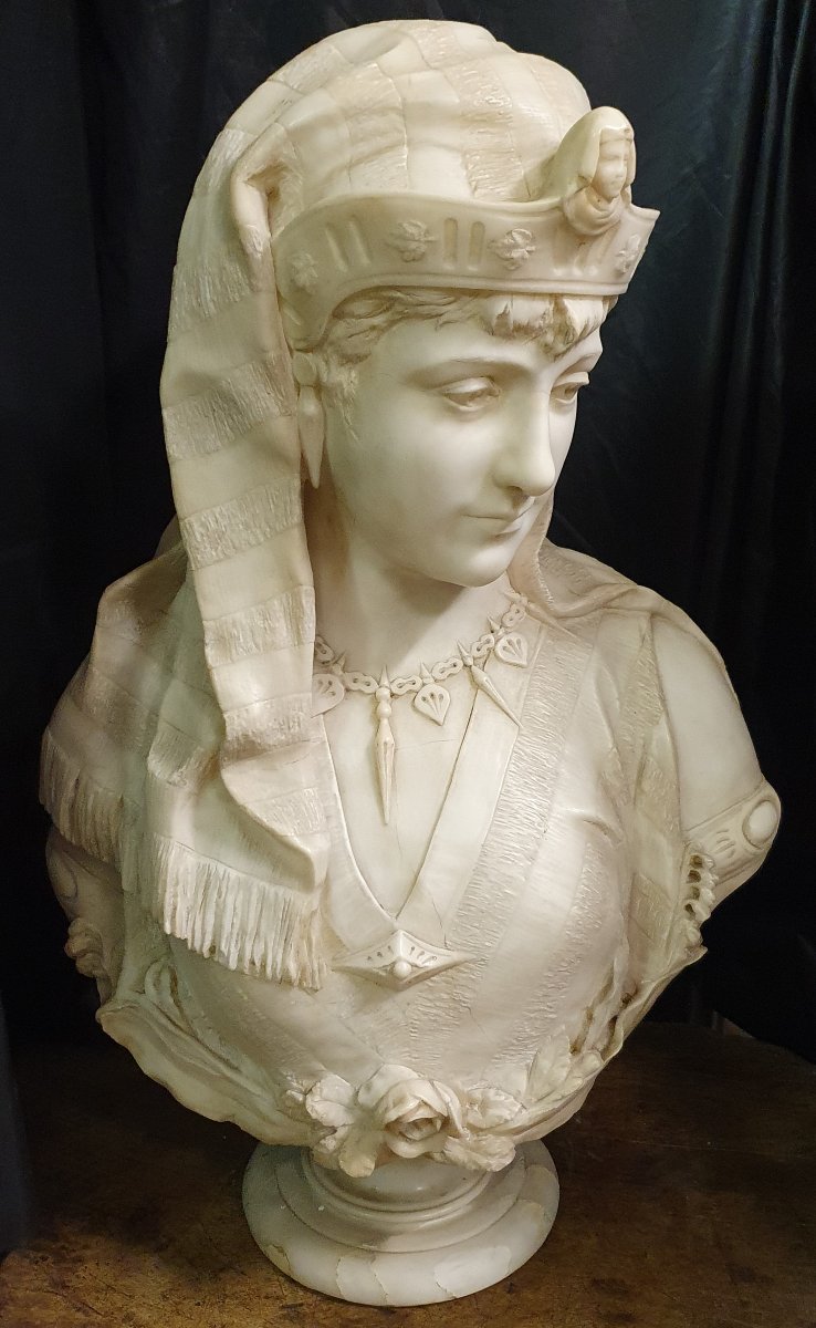 SCULTURA IN ALABASTRO - BUSTO DI CLEOPATRA -  seconda metà del XIX secolo-photo-1