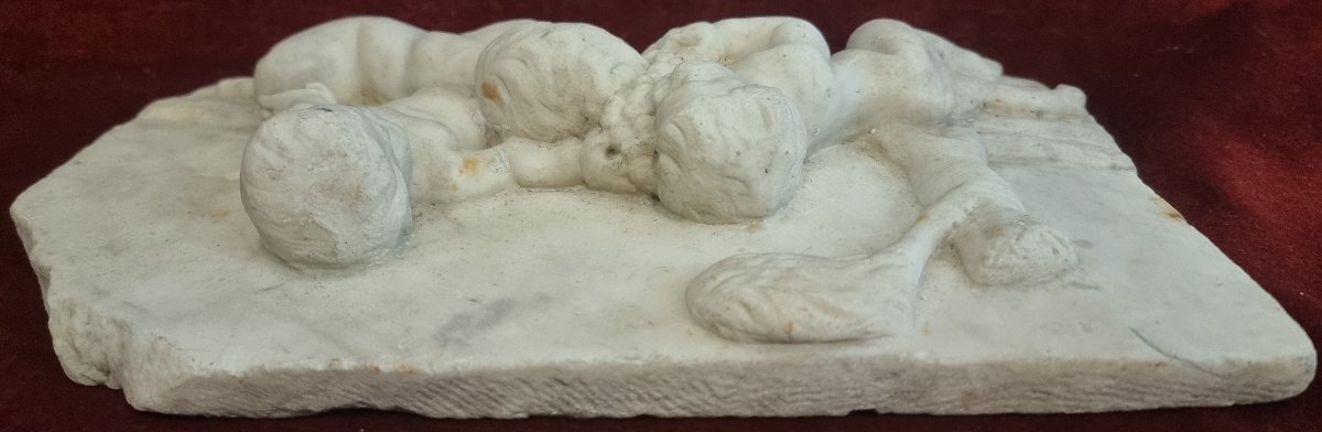 BASSORILIEVO IN MARMO RAFFIGURANTE PUTTI  - PRIMA META DEL XIX SECOLO-photo-3