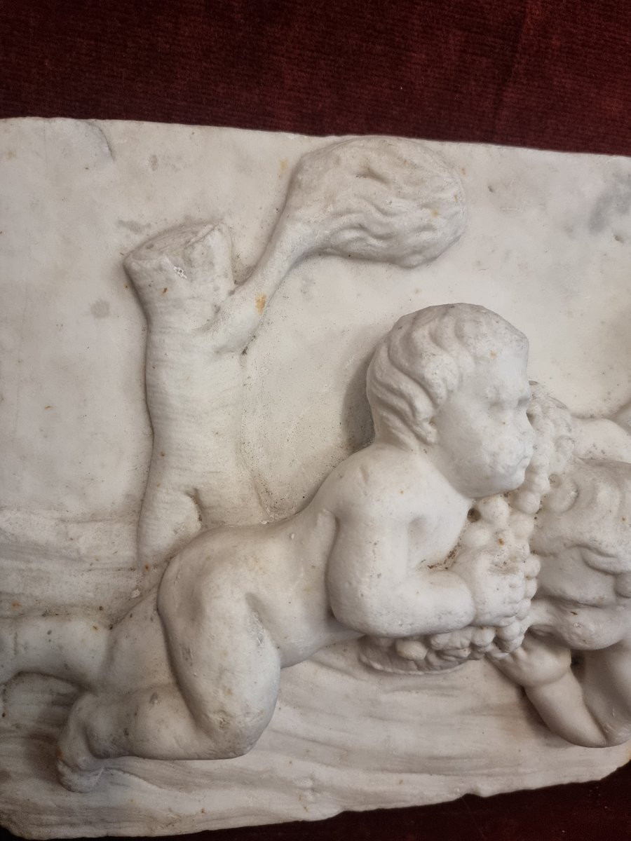 BASSORILIEVO IN MARMO RAFFIGURANTE PUTTI  - PRIMA META DEL XIX SECOLO-photo-4