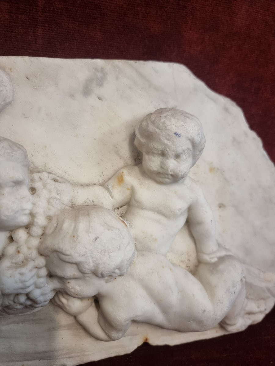 BASSORILIEVO IN MARMO RAFFIGURANTE PUTTI  - PRIMA META DEL XIX SECOLO-photo-1