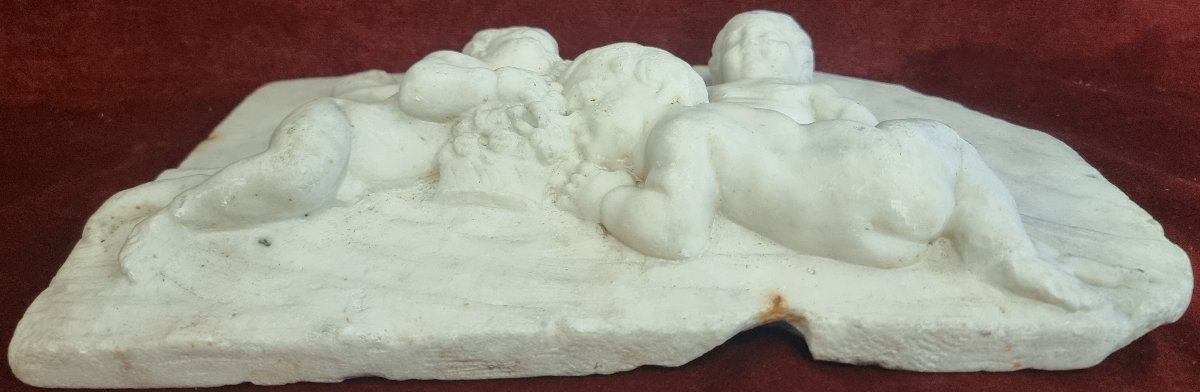 BASSORILIEVO IN MARMO RAFFIGURANTE PUTTI  - PRIMA META DEL XIX SECOLO-photo-2