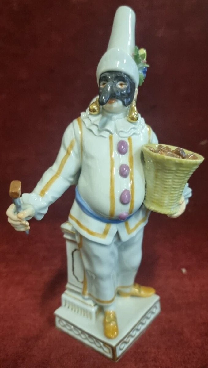 STATUINA PULCINELLA IN PORCELLANA DIPINTA - MEISSEN - primi '900-photo-2