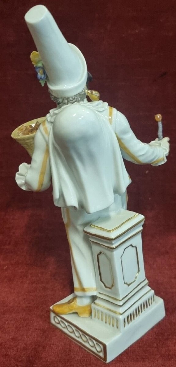 STATUINA PULCINELLA IN PORCELLANA DIPINTA - MEISSEN - primi '900-photo-1