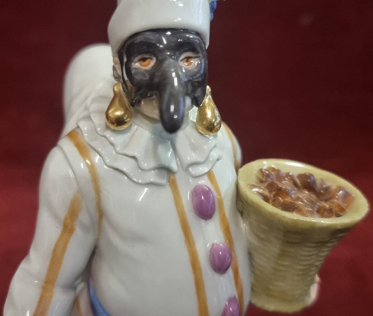 STATUINA PULCINELLA IN PORCELLANA DIPINTA - MEISSEN - primi '900-photo-4