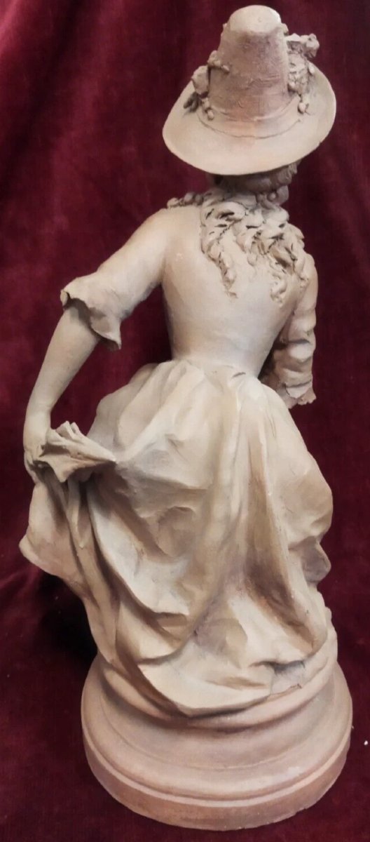 SCULTURA EROTICA IN TERRACOTTA DONNA CHE ALZA LA GONNA-photo-3