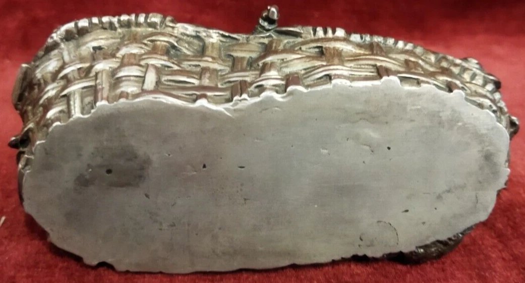 SCULTURA ARGENTO GALLO SOPRA CESTINO BOLLO 84 RUSSIA-photo-1