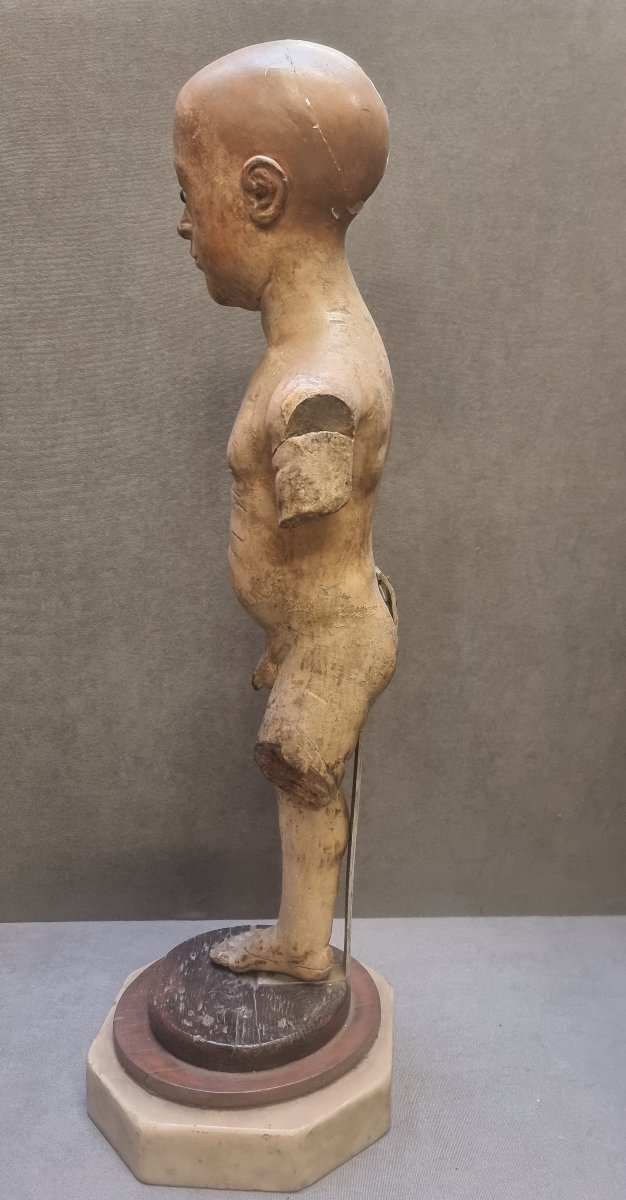 SCULTURA IN LEGNO LACCATO OCCHI IN VETRO - GESU BAMBINO - ITALIA CENTRALE - XVIII SECOLO-photo-2