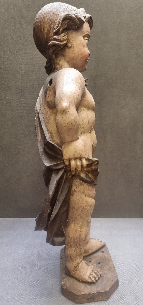 SCULTURA LEGNO LACCATO INTAGLIATO - GESU BAMBINO  - PRIMA META DEL XVII SECOLO - FRANCIA-photo-2