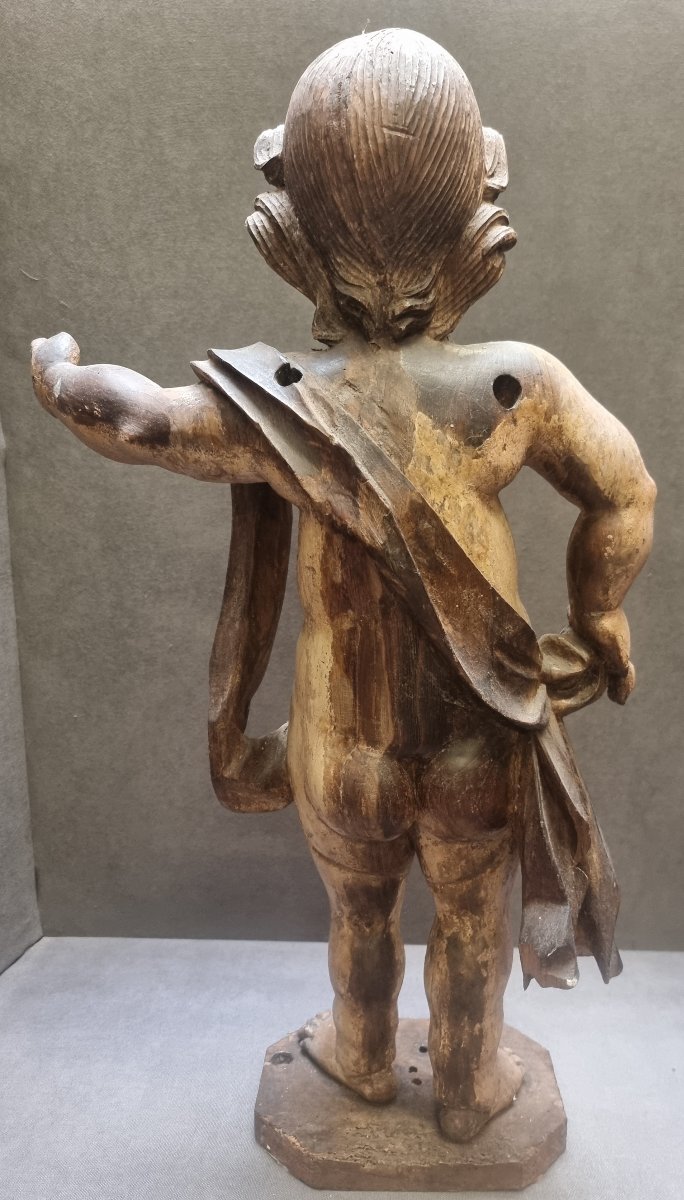 SCULTURA LEGNO LACCATO INTAGLIATO - GESU BAMBINO  - PRIMA META DEL XVII SECOLO - FRANCIA-photo-3