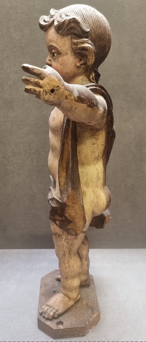 SCULTURA LEGNO LACCATO INTAGLIATO - GESU BAMBINO  - PRIMA META DEL XVII SECOLO - FRANCIA-photo-4