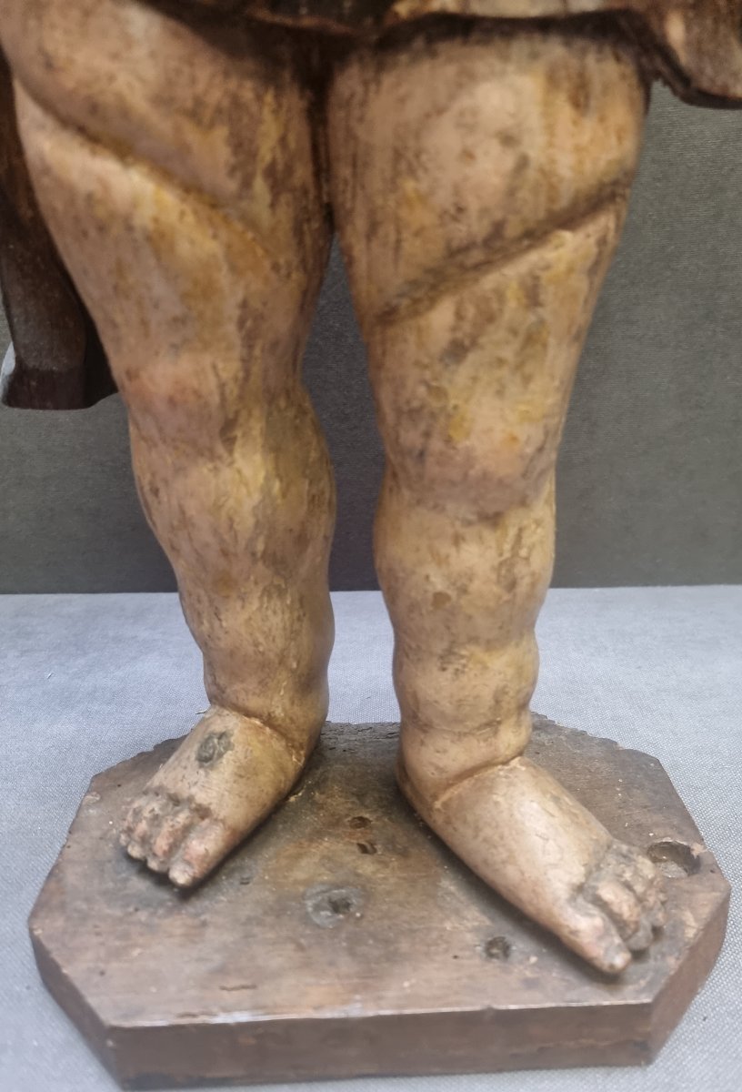 SCULTURA LEGNO LACCATO INTAGLIATO - GESU BAMBINO  - PRIMA META DEL XVII SECOLO - FRANCIA-photo-1