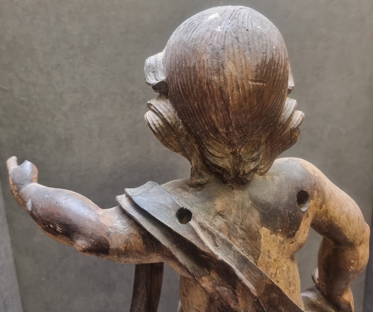 SCULTURA LEGNO LACCATO INTAGLIATO - GESU BAMBINO  - PRIMA META DEL XVII SECOLO - FRANCIA-photo-3