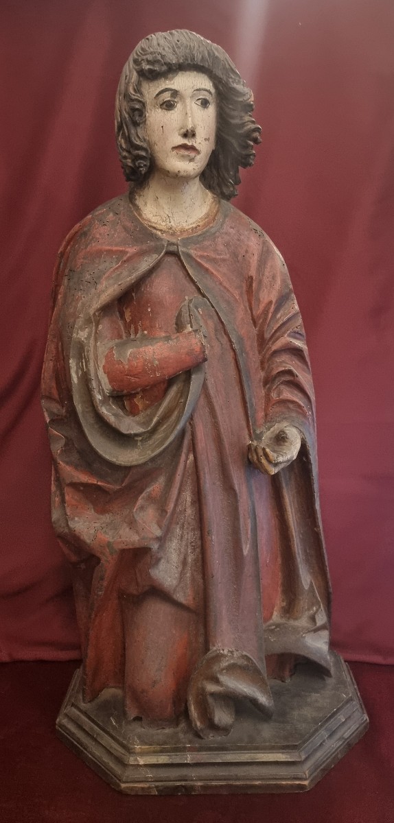 SCULTURA IN LEGNO LACCATO ED INTAGLIATO RAFFIGURANTE SANTO  PRIMI ANNI DEL XVII SECOLO  FRANCIA
