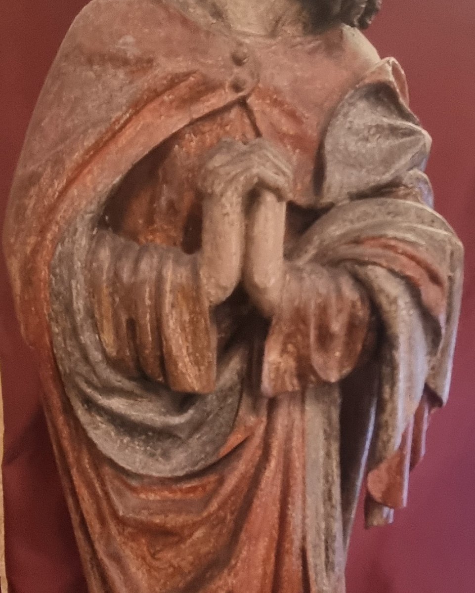 SCULTURA IN LEGNO LACCATO RAFFIGURANTE SANTO  PRIMI ANNI DEL XVI SECOLO -  LOMBARDIA-photo-3