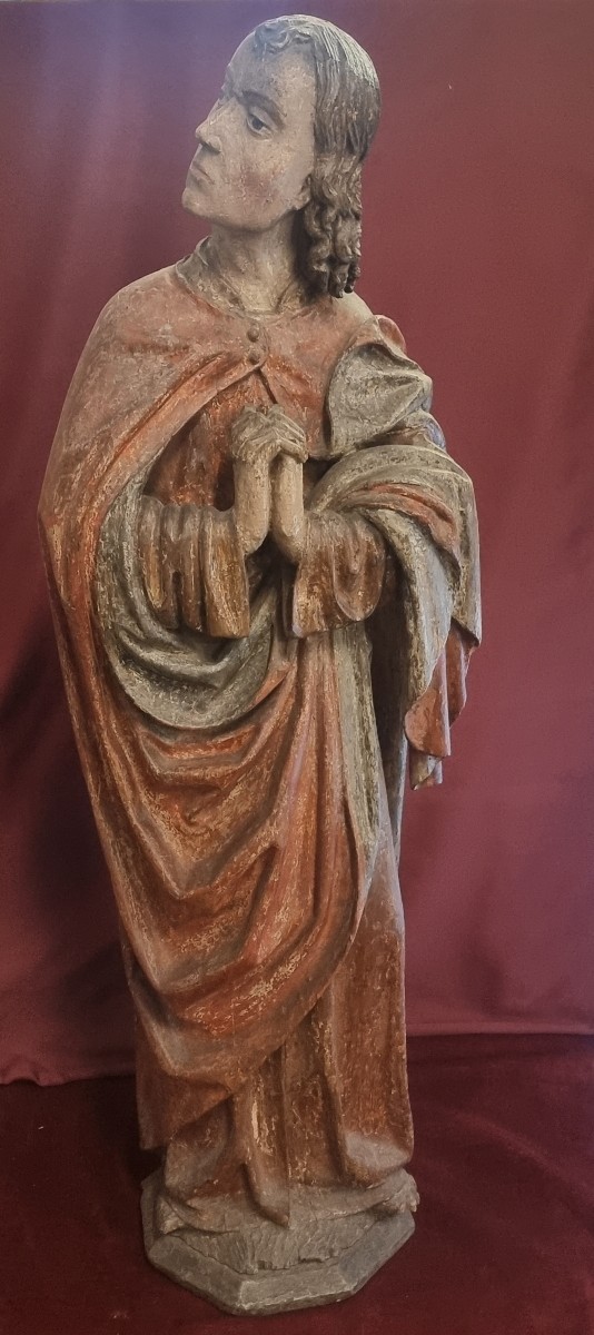 SCULTURA IN LEGNO LACCATO RAFFIGURANTE SANTO  PRIMI ANNI DEL XVI SECOLO -  LOMBARDIA