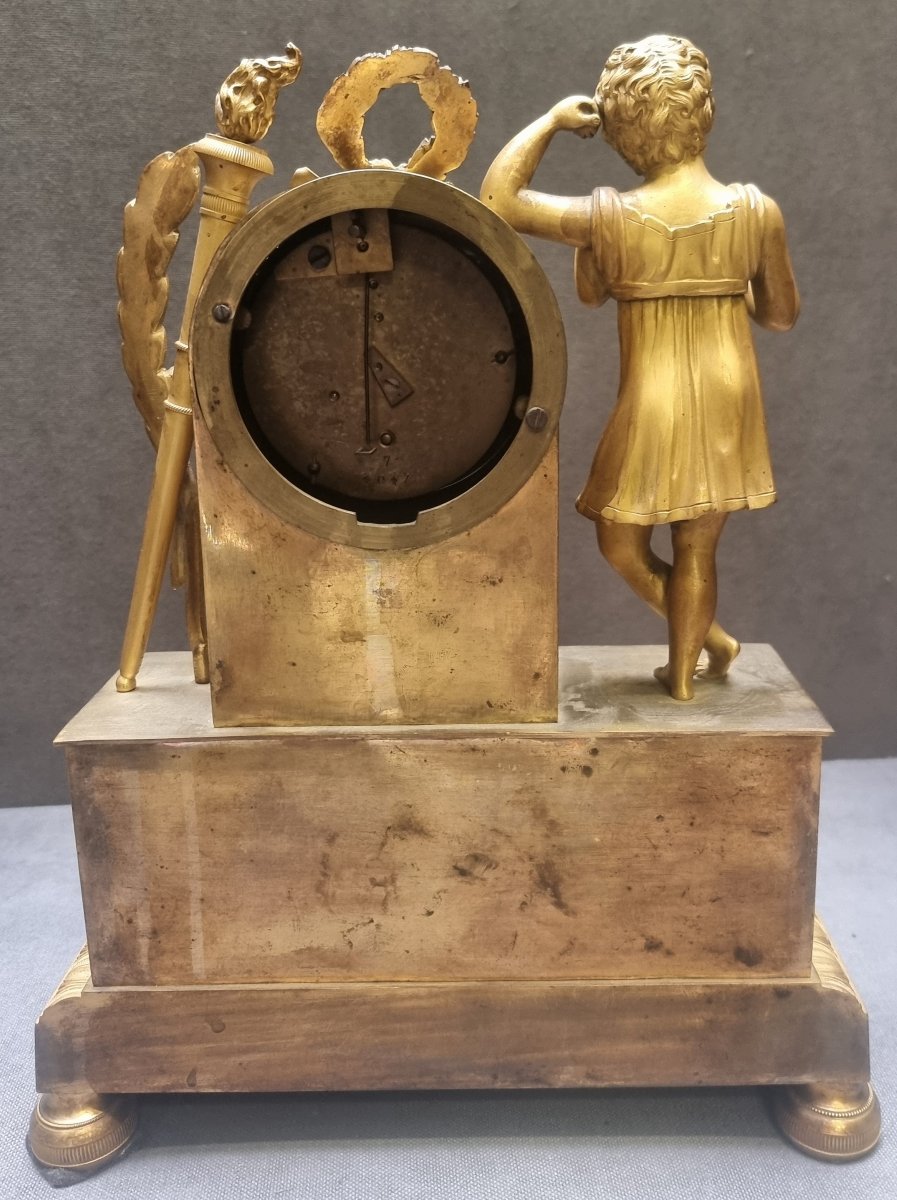 OROLOGIO DA TAVOLO IN BRONZO DORATO   FRANCIA - CARLO X - PRIIMA META DEL XIX SECOLO-photo-3
