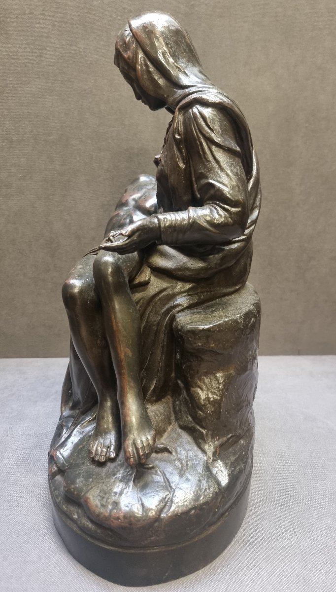 SCULTURA BRONZO MODELLO PIETA' MICHELANGELO - META XIX SECOLO - ITALIA CENTRALE-photo-2