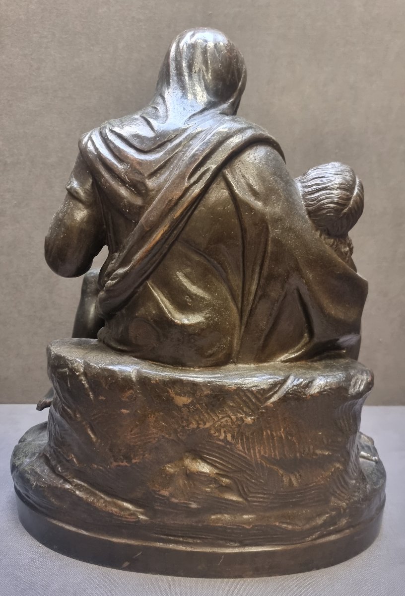 SCULTURA BRONZO MODELLO PIETA' MICHELANGELO - META XIX SECOLO - ITALIA CENTRALE-photo-3