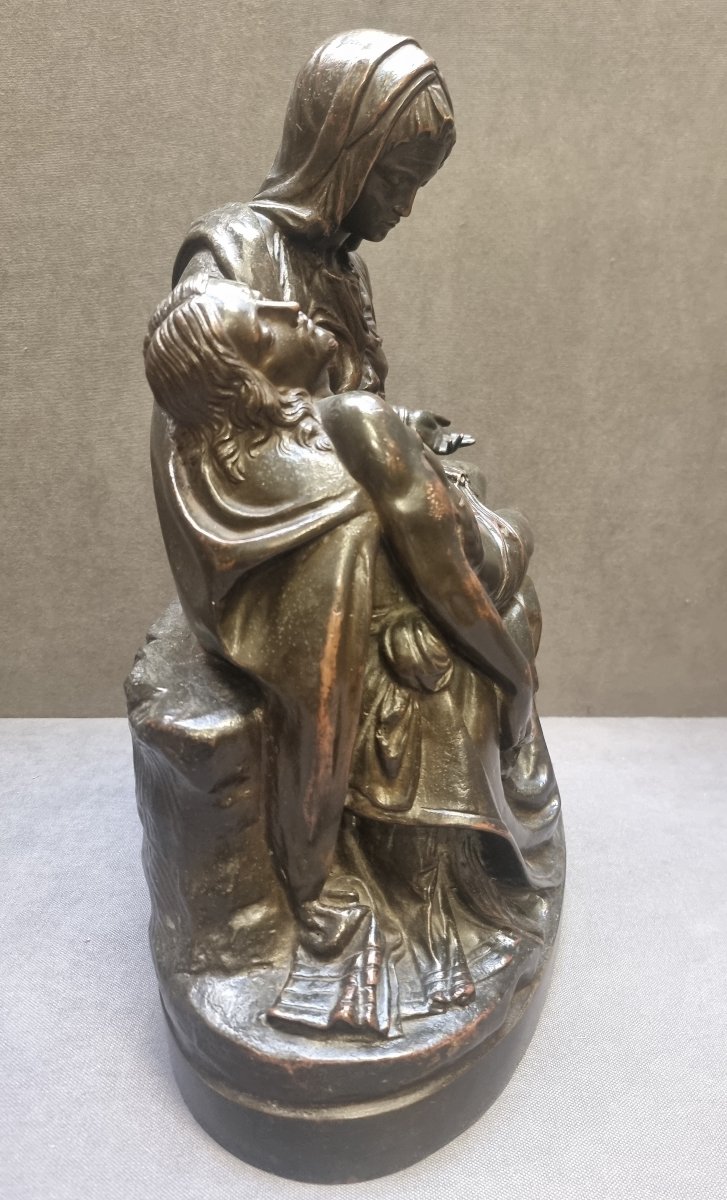SCULTURA BRONZO MODELLO PIETA' MICHELANGELO - META XIX SECOLO - ITALIA CENTRALE-photo-4