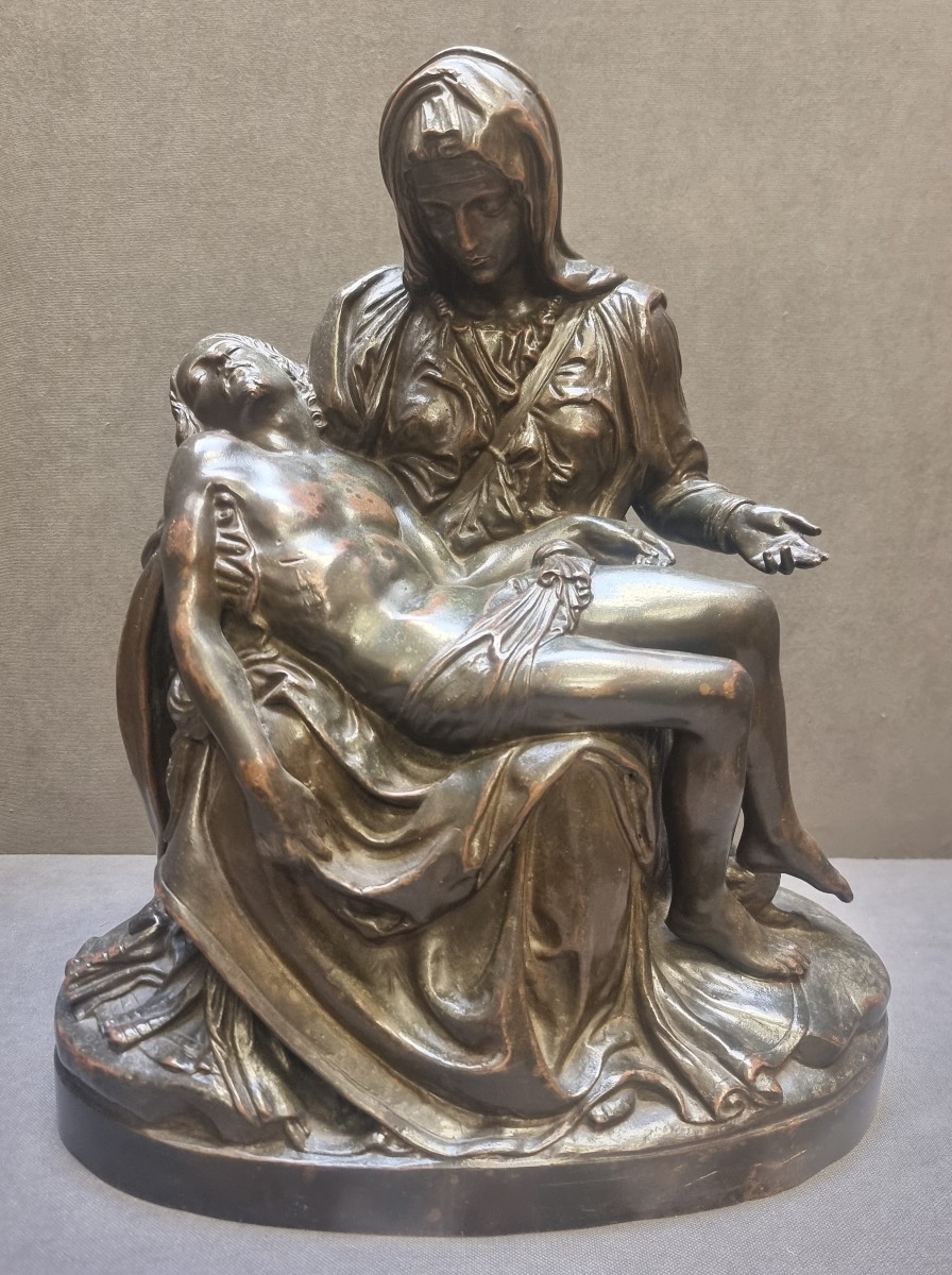 SCULTURA BRONZO MODELLO PIETA' MICHELANGELO - META XIX SECOLO - ITALIA CENTRALE