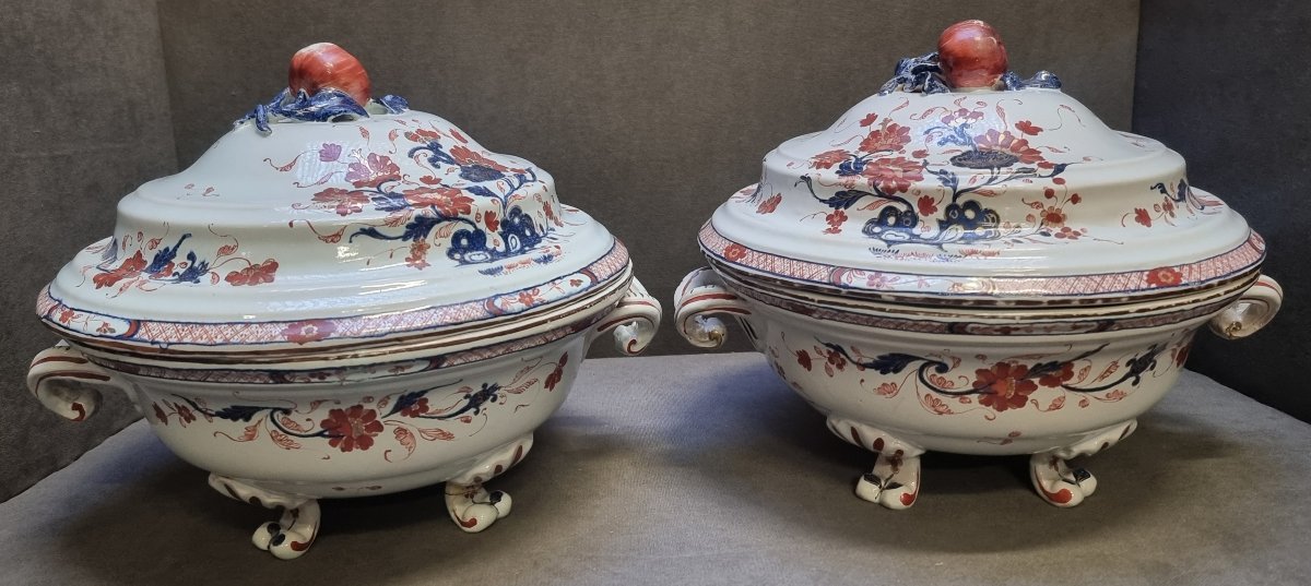 COPPIA ZUPPIERE IN CERAMICA DIPINTA - MILANO FABBRICA PASQUALE RUBATI (1760-1790) -photo-3
