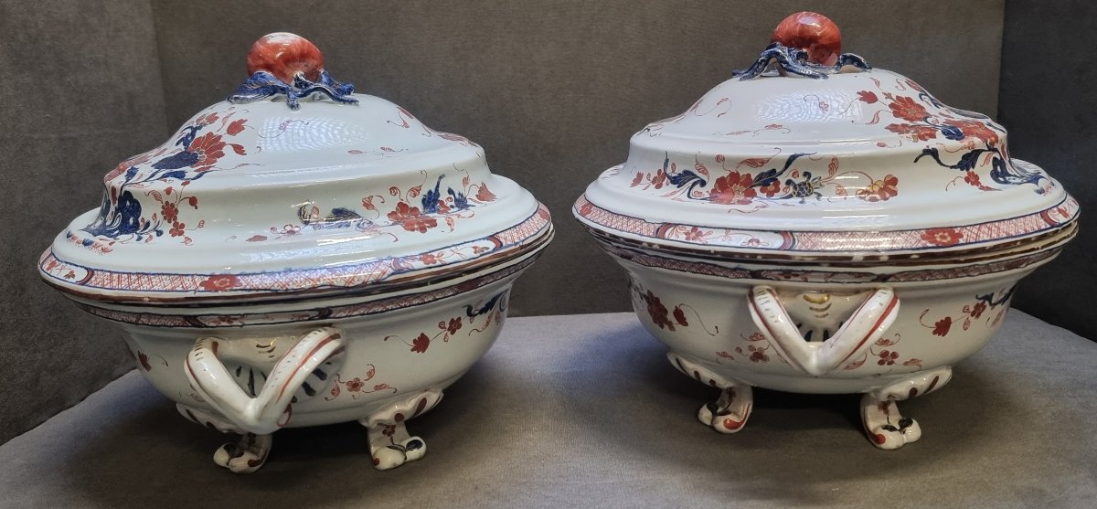 COPPIA ZUPPIERE IN CERAMICA DIPINTA - MILANO FABBRICA PASQUALE RUBATI (1760-1790) -photo-4