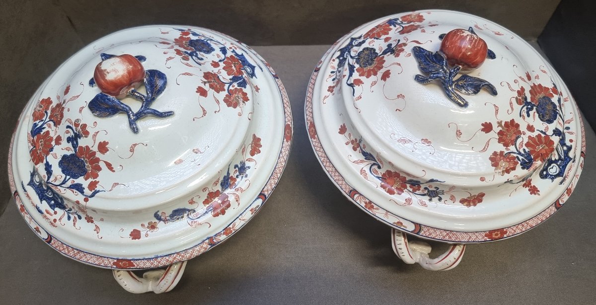 COPPIA ZUPPIERE IN CERAMICA DIPINTA - MILANO FABBRICA PASQUALE RUBATI (1760-1790) -photo-1