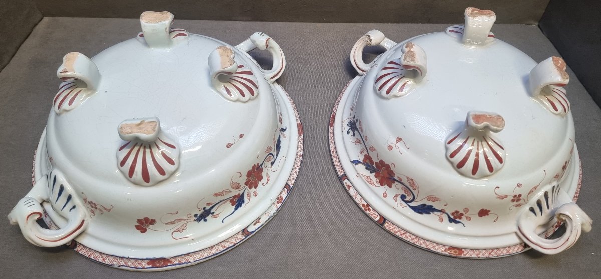 COPPIA ZUPPIERE IN CERAMICA DIPINTA - MILANO FABBRICA PASQUALE RUBATI (1760-1790) -photo-3