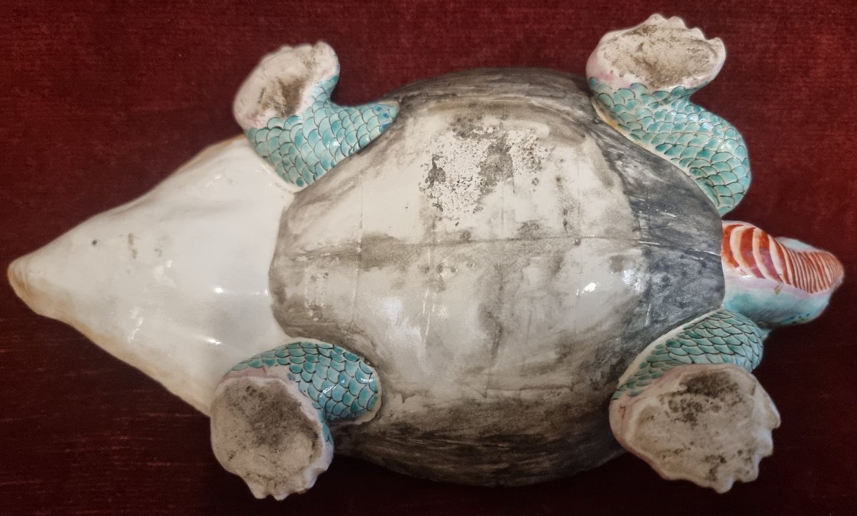 SCATOLA DONNA SU DRAGO CERAMICA SATSUMA GIAPPONE - DEL XIX SECOLO-photo-2