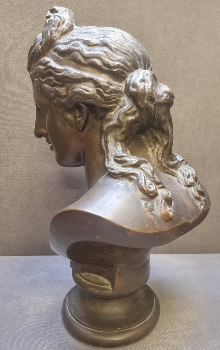 SCULTURA BUSTO DONNA IN BRONZO - FRANCIA - META' XIX SECOLO-photo-1