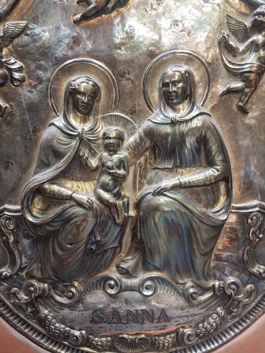 BASSORIELIEVO IN ARGENTO - MADONNA CON BAMBINO E SANT'ANNA - NORD ITALIA - PRIMA META DELL'800-photo-2
