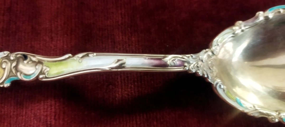 COPPIA POSATE in STERLING 925 e SMALTI primi '900 - LIBERTY-photo-4