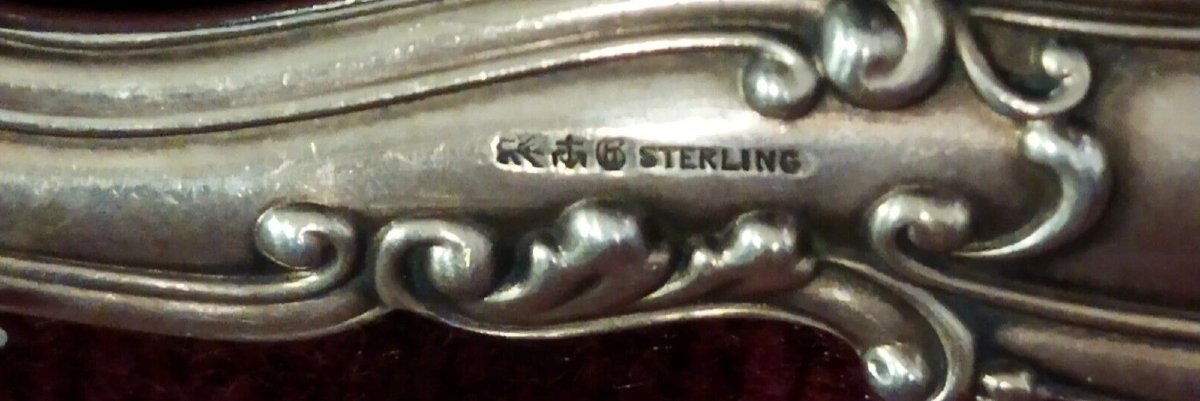 COPPIA POSATE in STERLING 925 e SMALTI primi '900 - LIBERTY-photo-3